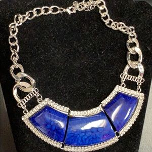 Blue and silver statement necklace